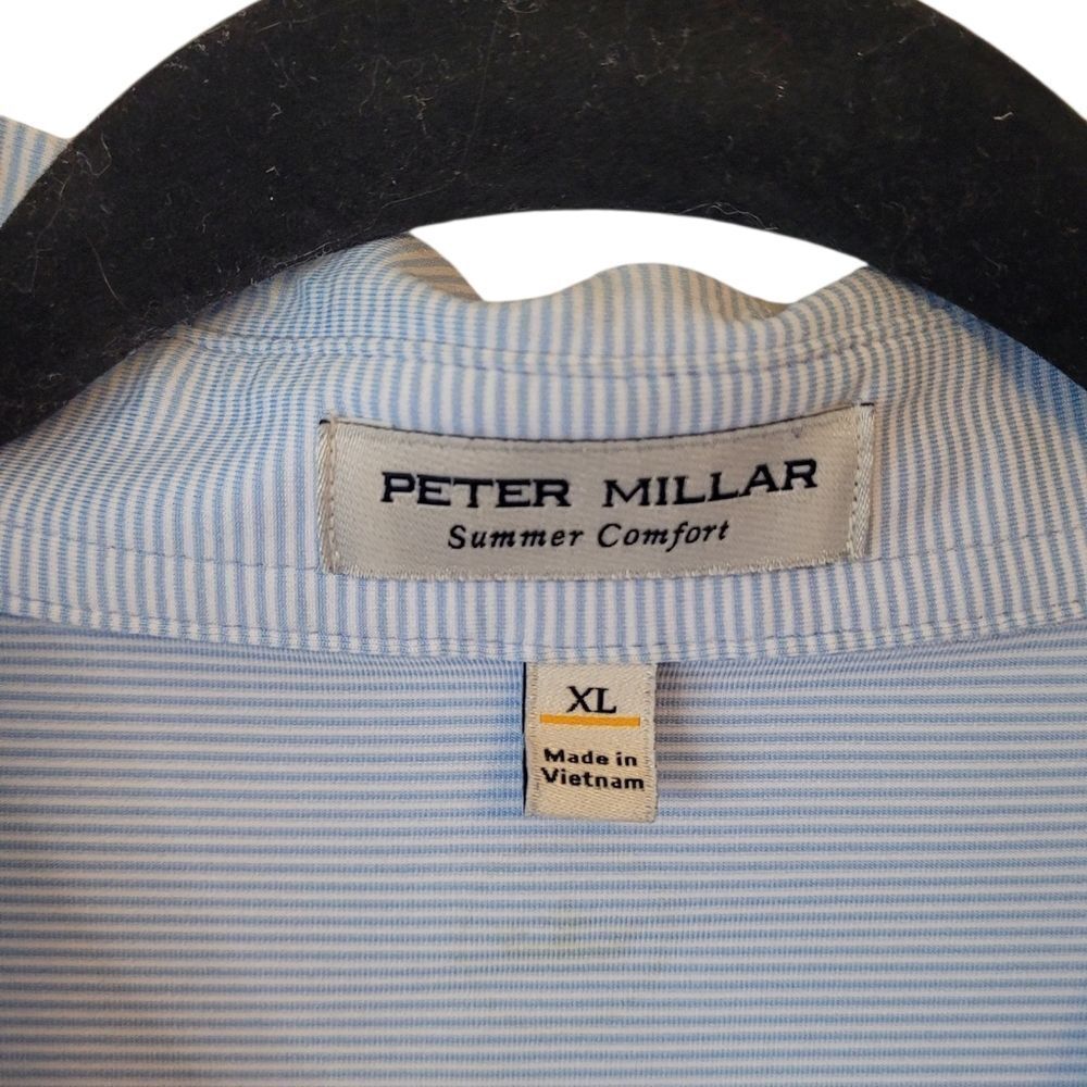 Peter Millar Summer Comfort Light Blue Stripe Senior Open Broadmoor Golf Polo XL - Picture 3 of 6
